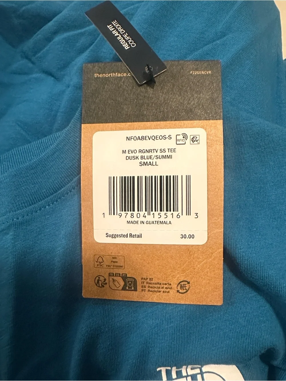 The North Face Men's Teal Logo Short Sleeve Tee
